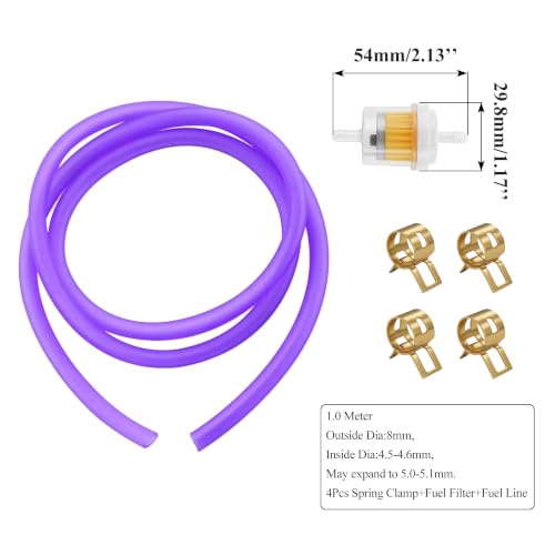 Image of PRO BAT 0.2''x39''(5mm x 1m) Gas Fuel Line Tube | for Chinese GY6 50cc 150cc Scooter ATV Motorcycle Buggy Go karts XRS Carter Brothers 139QMB 157QMJ Parts Purple