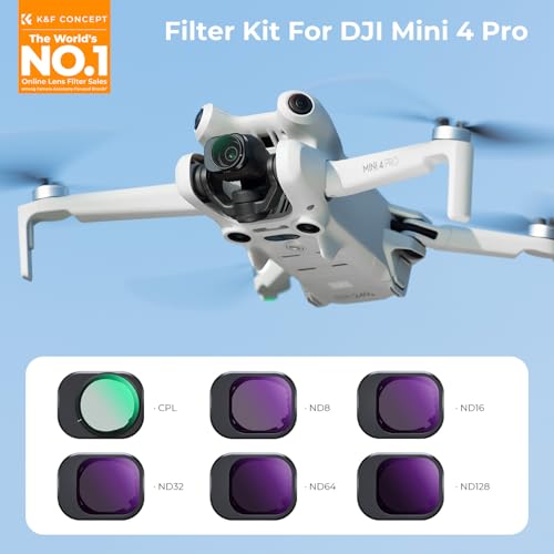 Image of K&F CONCEPT 6 Pack ND CPL Filter Kit Compatible with DJI Mini 4 Pro | CPL ND128 ND64 ND32 ND16 ND8, Light Reduction, Anti-reflective, Multi-Coated Gimbal Safe Optical Glass Filter - FD031