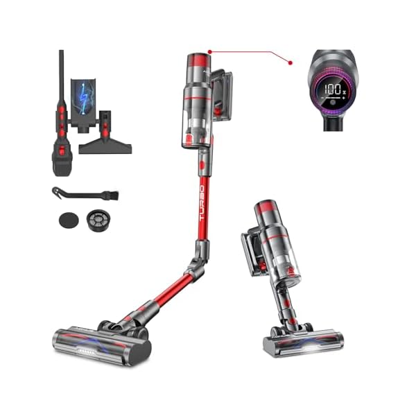 Cordless Vacuum Cleaner A9 Pro, 45Kpa 500W Stick Vacuum Cleaner Powerful with LED Touch Screen, Up to 60 Mins Runtime, Lightweight Foldable Handheld Vacuum for Carpet, Hard Floor, Pet Hair