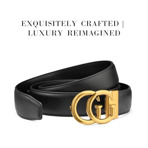 Image of Mens Microfiber Synthetic Leather Belt for Men - Adjustable Strap with Gold Buckle, Belt for Business & Casual