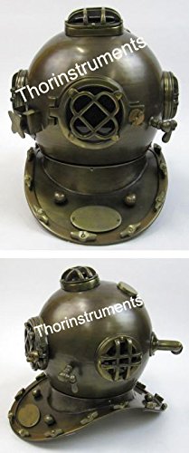 THOR INSTRUMENTS Divers Aluminum Helmet In Antique Brass Finish Mark v - Armour Costume Rustic Vintage Home Decor Gifts