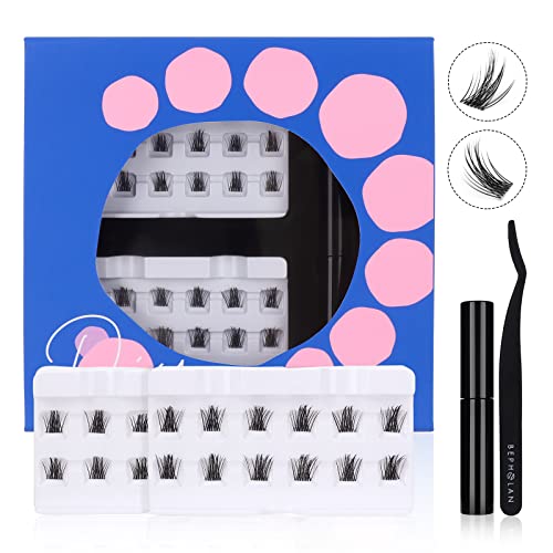 BEPHOLAN DIY Eyelash，Extension, Cluster Lashes,3D Effect Individual Glue Bonded Cluster Volume Lashes, Lashes Natural Look， Easy to Apply &Stronger fixation, Lash Extension Kit