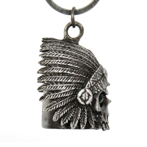 Milwaukee Leather MLB9039 'Native Skull with Green Eyes' Motorcycle Good Luck Bell | Key Chain Accessory for Bikers - One Size by Milwaukee Leather - Used condition - Image 3
