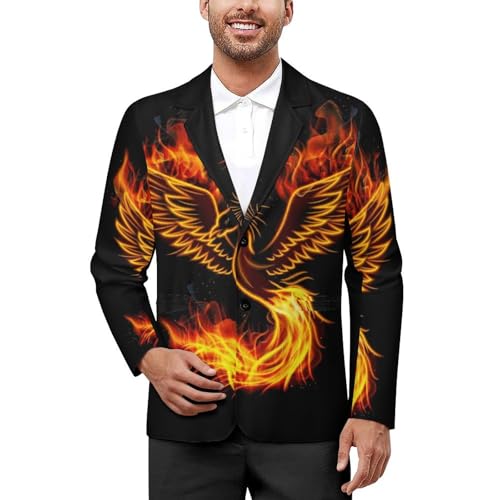 Flaming Phoenix Bird Mens Blazer Suit Jacket Lightweight Slim Fit Casual Coat