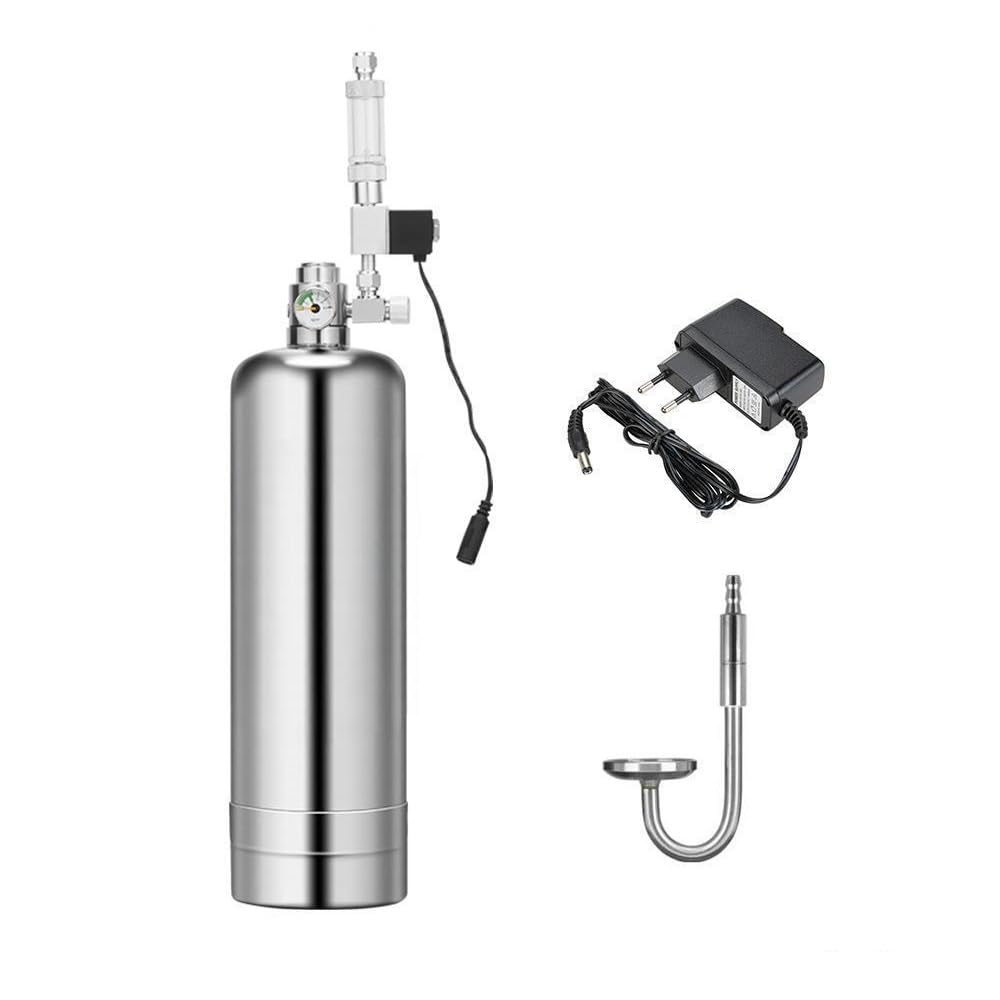 Système Générateur de CO₂, 5L Système CO₂ pour Double Aquarium | Kit Réacteur à Dioxyde de Carbone avec Bouteille en Acier Inoxydable Électrovanne Compteur de Bulles Fétendeur