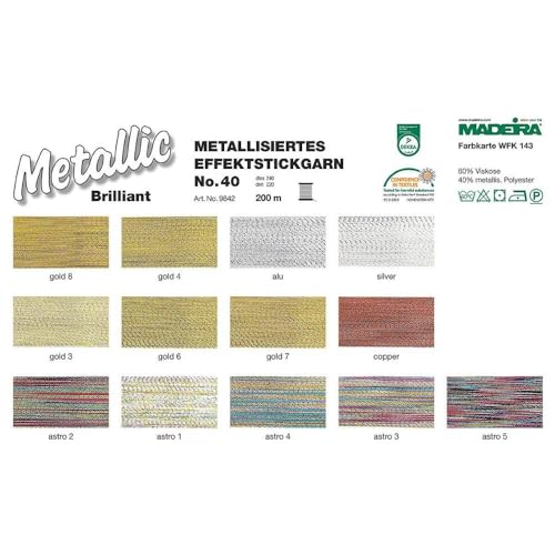 Image of Madeira 9842-011 Metallic Nylon /Polyester Embroidery Thread, 40wt /220 yd, Textured Aluminum
