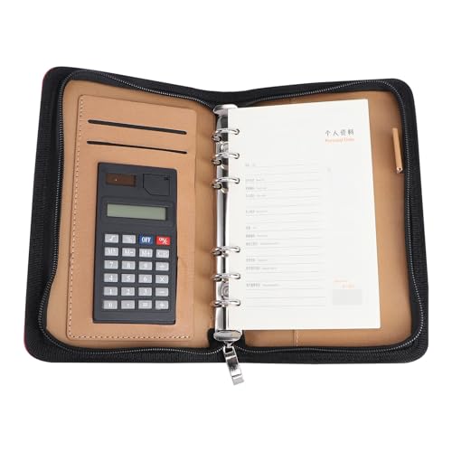 Cuaderno A6 de cuero sintético rojo con carpeta de anillas de alta gama