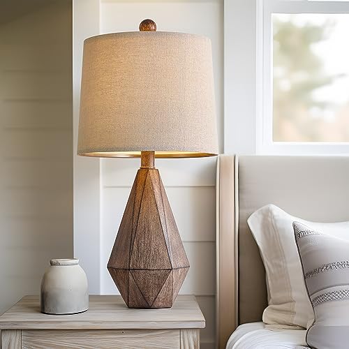 Pokat 20.25 Inch Retro Farmhouse Table Lamp Set Of 2 For Living Room Bedroom Rustic Linen Bedside Nightstand Lamps For Kids Room Study Room Office Table Lamps Resin thumb #5