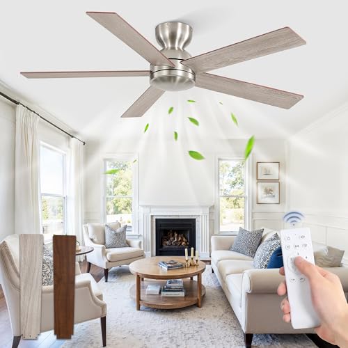 Image of Fanbulous 48 Inch Low Profile Ceiling Fan no Lights, Modern, Brushed Nickel