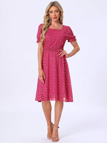 Robe à col carré avec taille élastique pour une silhouette sublimée sans effort - 4