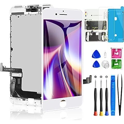 Diykitpl for iPhone 7 Plus Screen Replacement 5.5 Inch White, 3D Touch LCD Screen Digitizer Replacement for A1661,A1784,A1785, with Repair Tools Kit+Waterproof Frame Adhesive+Screen Protector Cover