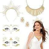 CHENBOOW Accesorios para Disfraces de Diosa del Sol,4 Piezas Halo Corona Diadema,Diadema con Pinchos de Rayos Solares,Diadema Halo para Adultos,para Fiestas,Carnaval,Disfraces de Halloween