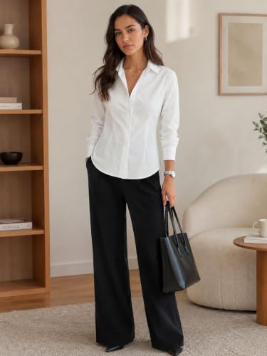 Image of OOMPH! Women's Cotton Solid Corset Style Shirt | Back Lace-Up Tie-Up Cinched Waist | Full Sleeve Button-Down Formal Office & Smart Casual Shirt