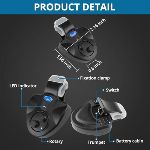 image for 3 Pack Fishing Bite Alarm,COOLNICE Sensitive Electronic Indicator LED 
