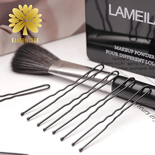 Kanprincess 100Pcs 2.4Inch U Shaped Hair Pins,Black Bobby Pins For All Hair Types,Hair Pins For Women,Pain-Free U Pins For Buns With Box（Black） #TOP4