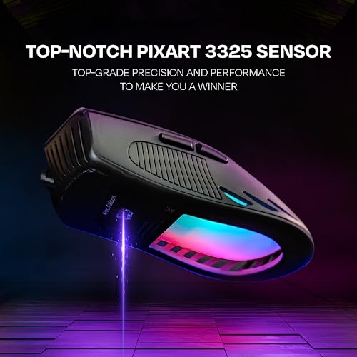 Image of Kreo Gaming Mouse with Programmable Buttons & RGB Lighting | Top Pixart Sensor | Adjustable DPI with 1.5m Long Braided Cable and Optical Sensor | Lightweight & Durable | (Falcon + Mousepad L)