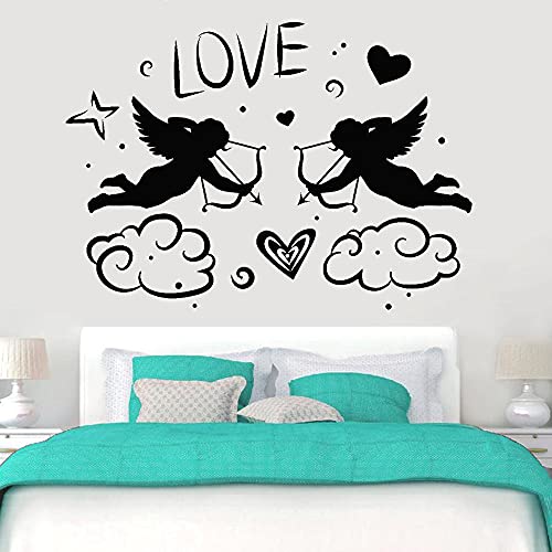 NSRJDSYT Vinyle Stickers Muraux Cupidons avec Arc Amour Anges Coeur Romance Style Stickers Muraux Couple Chambre Décoration Accessoires 118x84cm Cover