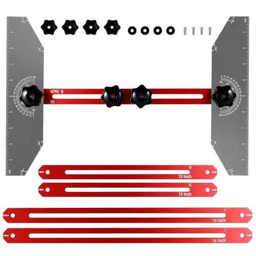 Stair Tread Template Tool 11-60inch Aluminum Alloy Stair Measuring Tool Precise Stair Tread Gauge Portable Stair Tread and Shelf Template Jig Layout Tool for Woodworking Stairs Risers Drywall Shelf