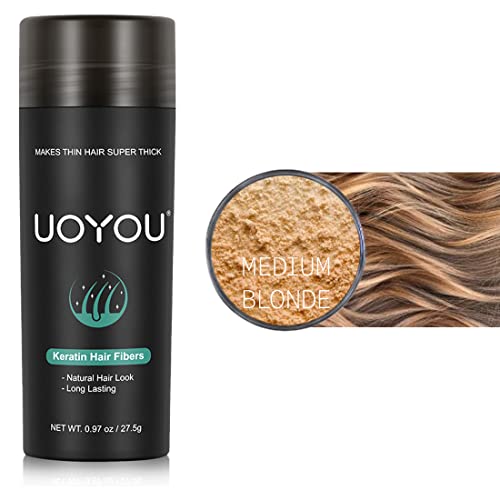 UOYOU MEDIUM BLONDE Hair Fibres for Thinning Hair 27.5g Bottle, Medium Blonde (Bottle Only Pack), 27.5 g (Pack of 1) - Image 2