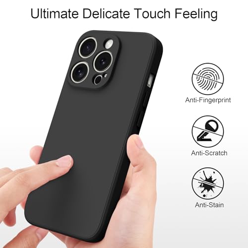 Capa de silicone para iPhone 15 Pro de 6,1 polegadas, capa de silicone líquido fino antiarranhões à prova de choque para iPhone 15 Pro, capa preta
