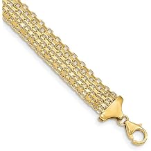 Diamond2Deal Solid 14k Yellow Gold Polished 7.5in Fancy Link Bracelet