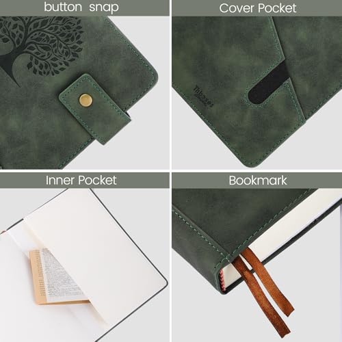 Thboxes A5 Ruled Journal Notebook, 360 Pages Leather Hardcover College Lined Journal Notepad 100GSM Thick Paper for Women Men Work Office School Writing & Note Taking, 5.7" X 8.5", Green - Image 2