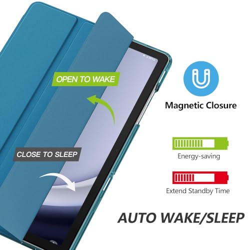Image of MoKo Case for Galaxy Tab A9+ /A9 Plus 11 inch 2023, Slim Stand Protective Smart Cover with Hard PC Translucent Back Shell for Tab A9 Plus Tablet (SM-X210 /X216 /X218), Auto Wake /Sleep, Peacock Blue