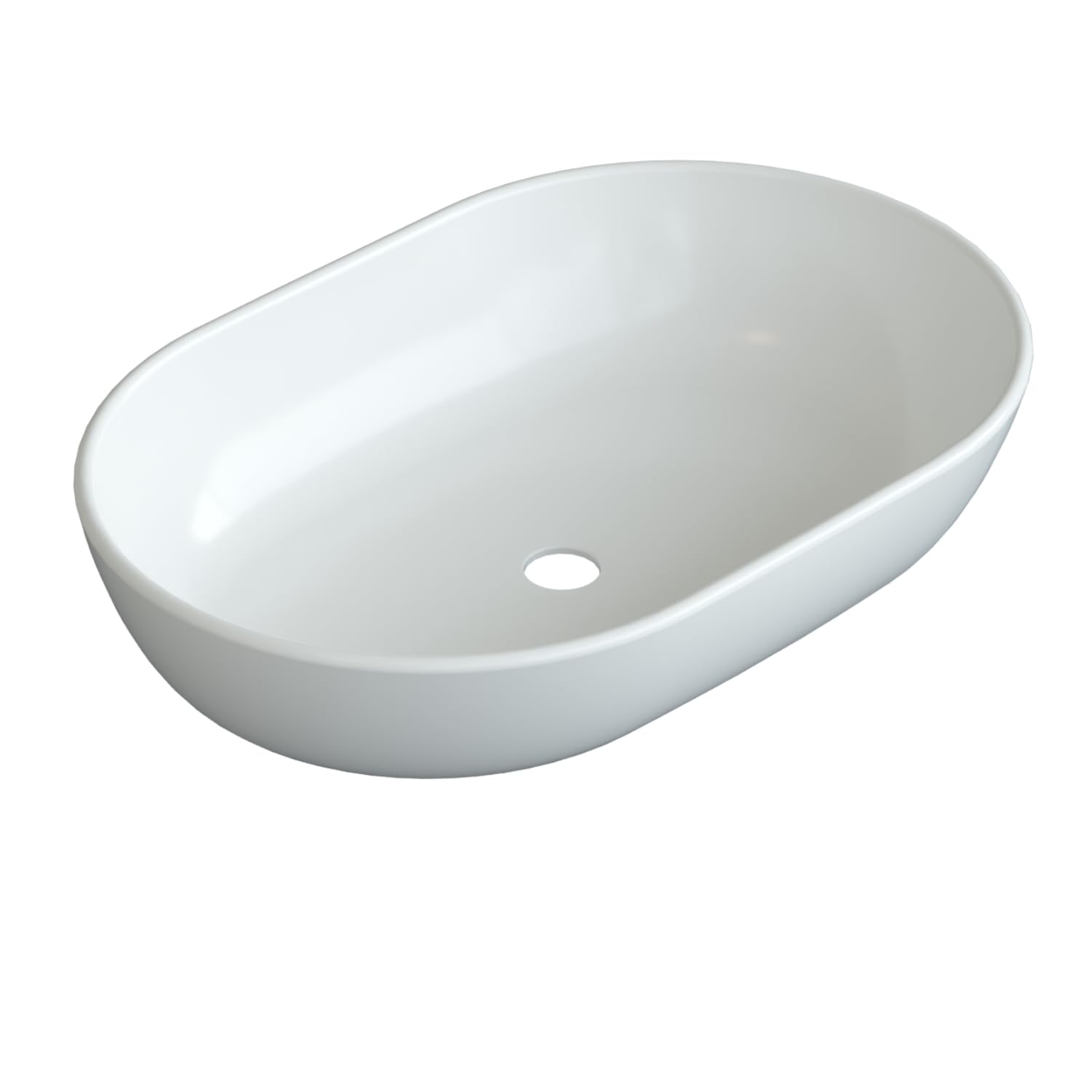 Design-Waschbecken Keramik Weiß Oval 60 x 42 cm Aufsatzwaschbecken Moderner Waschtisch für Unterschrank Waschplatz Badezimmer Handwaschbecken Aufsatzbecken Waschschale OHNE Hahnloch Überlauf