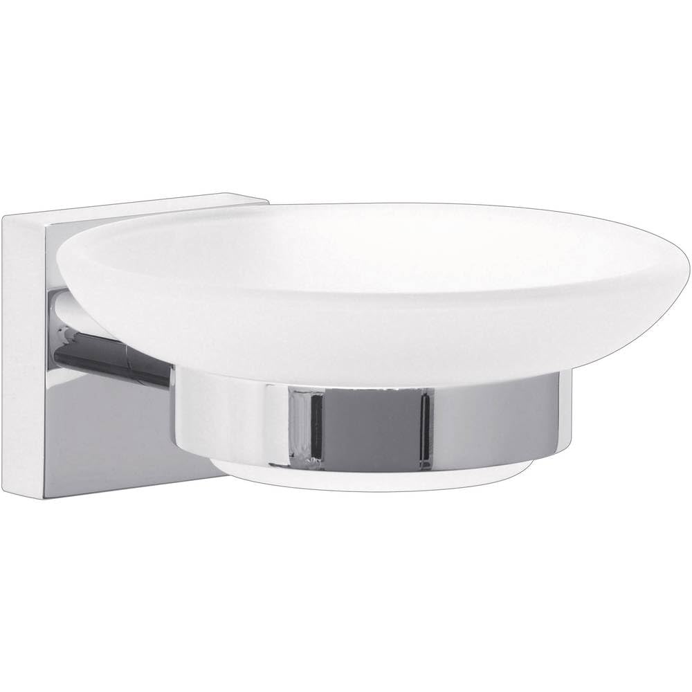 Tesa Uk Chrome/ White Tesa Ekkro Soap Dish, High Gloss D Metal, Self-Adhesive, Adhesive Mounting Technology, 51Mm X 110Mm X 131Mm