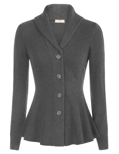 Image of Belle Poque Women Vintage Cardigan Sweater Shawl Lapel Button Down Sweater Outwear Coat