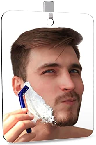 Large Fogless Shower Mirror, Anit-Fog Shower Mirror, Shower Makeup Shave Mirror, Frameless Shaving Mirror for Shower, with 1 Adhesive Hooks, Fog-Free Wall Hanging Mirror, Shatterproof Kids Mirror