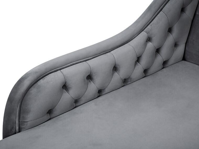Image of Velvet Modern Chesterfield Chaise Lounge Couch 166 X 63 X 76 for Your Loving Space (Dark Grey, Right Arm)