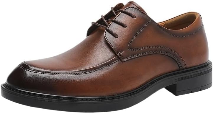 Men's Casual Business Dress Shoes Low-top Lace-up Round Toe Oxford Shoes Low Heel Non-Slip Comfortable Breathable All-Match Rubber Shoes for Men