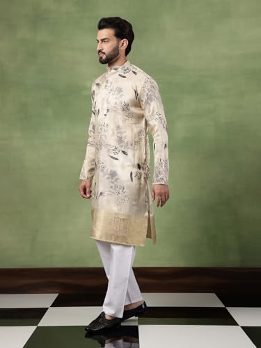 Image of SOJANYA (Since 1958 Men's Silk Banarasi Design Long Kurta