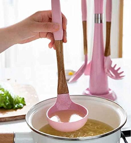 Silicone Kitchen Tools Set Cooking Utensils Spatula Shovel Soup Spoon with Wooden Handle Special Heat-resistant Design