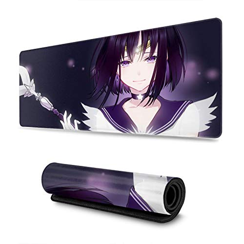 ULTPEAK Anime Sailor Moon Hotaru Tomoe Purple Large Long Mouse Pad Gaming Mousepad Water-Resistant Anti Slip Rubber Rectangle Mouse Mat for Office Laptop, Computer & Pc 11.8x31.5 inch