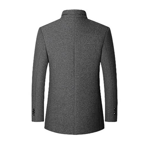 Casual Wool Blend Blazer Jacket for Men Stand Collar Single Breasted Suits Coat Slim Fit Business Pea Coats2