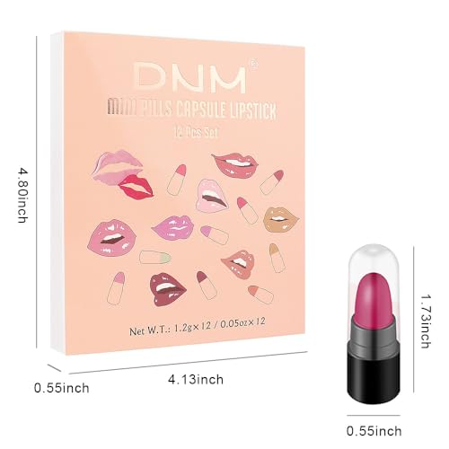 Image of evpct 12Pcs Mini Pills Lipstick Capsule Set for Women Waterproof Long Lasting, Dark Ruby Plum Rose Red Nude Pink Mauve Taupe Brown Matte Small Magic Permanent 24 Hour Lipstick Bulk Samples 01