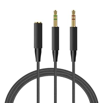 Câble De Remplacement Pour Casque Kingston - 2 M, Double Jack 3,5 Mm, Fil Tressé Noir, Plug & Play