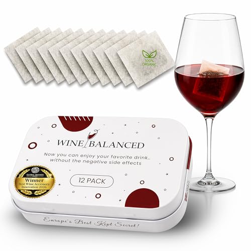 Wine Balanced Norways Secret Wine Filter | Triple Award-Winner | No More Wine Drops or Wands Needed | Sulfite & Histamine Remover | 100% Natural Wine Purifier | 12 Pack