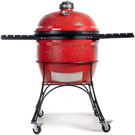 Kamado Joe BJ24RH Big Joe I 24-inch Charcoal Grill with Cart and Side Shelves, Blaze Red
