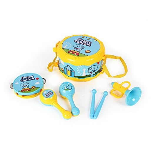 Baby Music Instrument Set drum hammer horn tambourine - Children day present gift educational toy for baby before six months