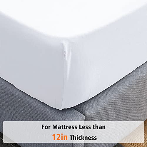 Image of Lirex Super King Fitted Sheet 100% cotton,Cotton 300 Thread Count Soft Breathable Deep Pocket up to 12 inch / 30cm,White