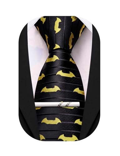Image of Barry.Wang Silk Ties for Men Fun Necktie and Tie Clip Set for Wedding Party Business Formal Extra Long