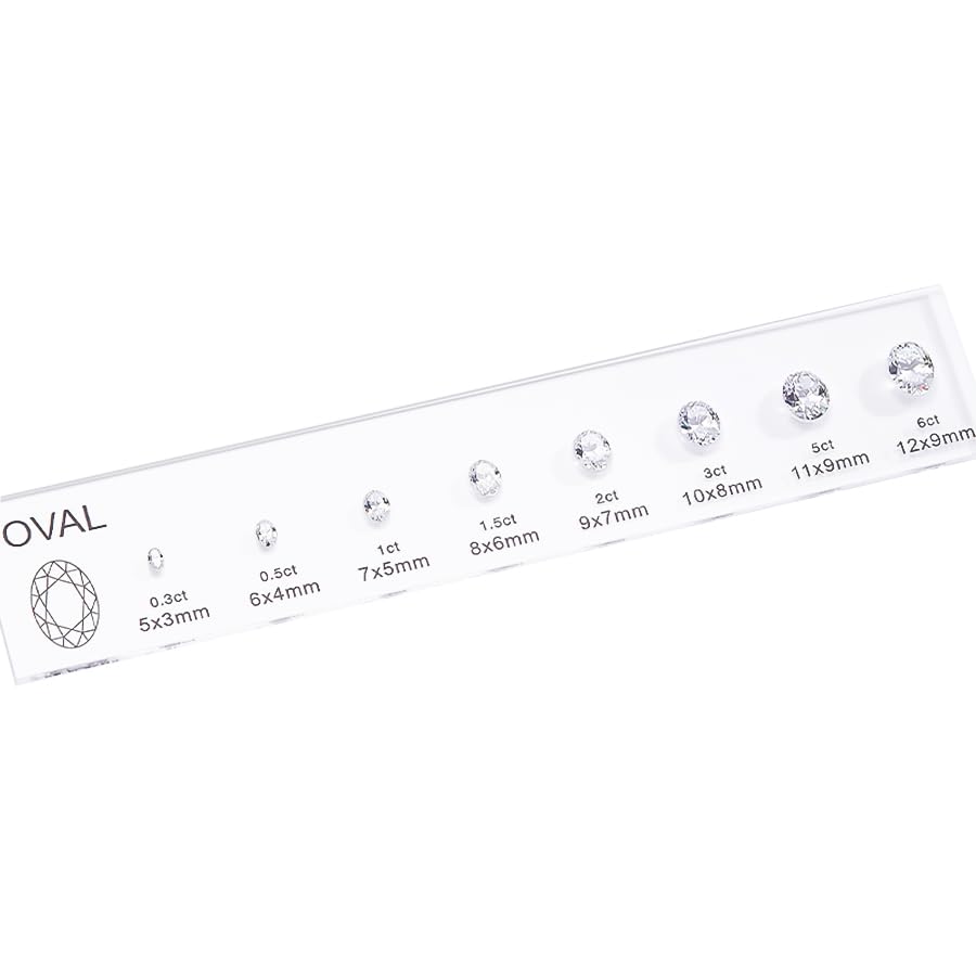 Diamond Size Shape Guide Selector Kit, 5A Cubic Zirconia Engagement Ring Size Comparison Tool, Classic Round Diamond Cutting Shape 8 Different Size