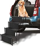 Domaker Pet Dog Car Step Stairs 30 Inches High, Sturdy Metal Fram Folding Large Dog Cat Pet Ramp for...