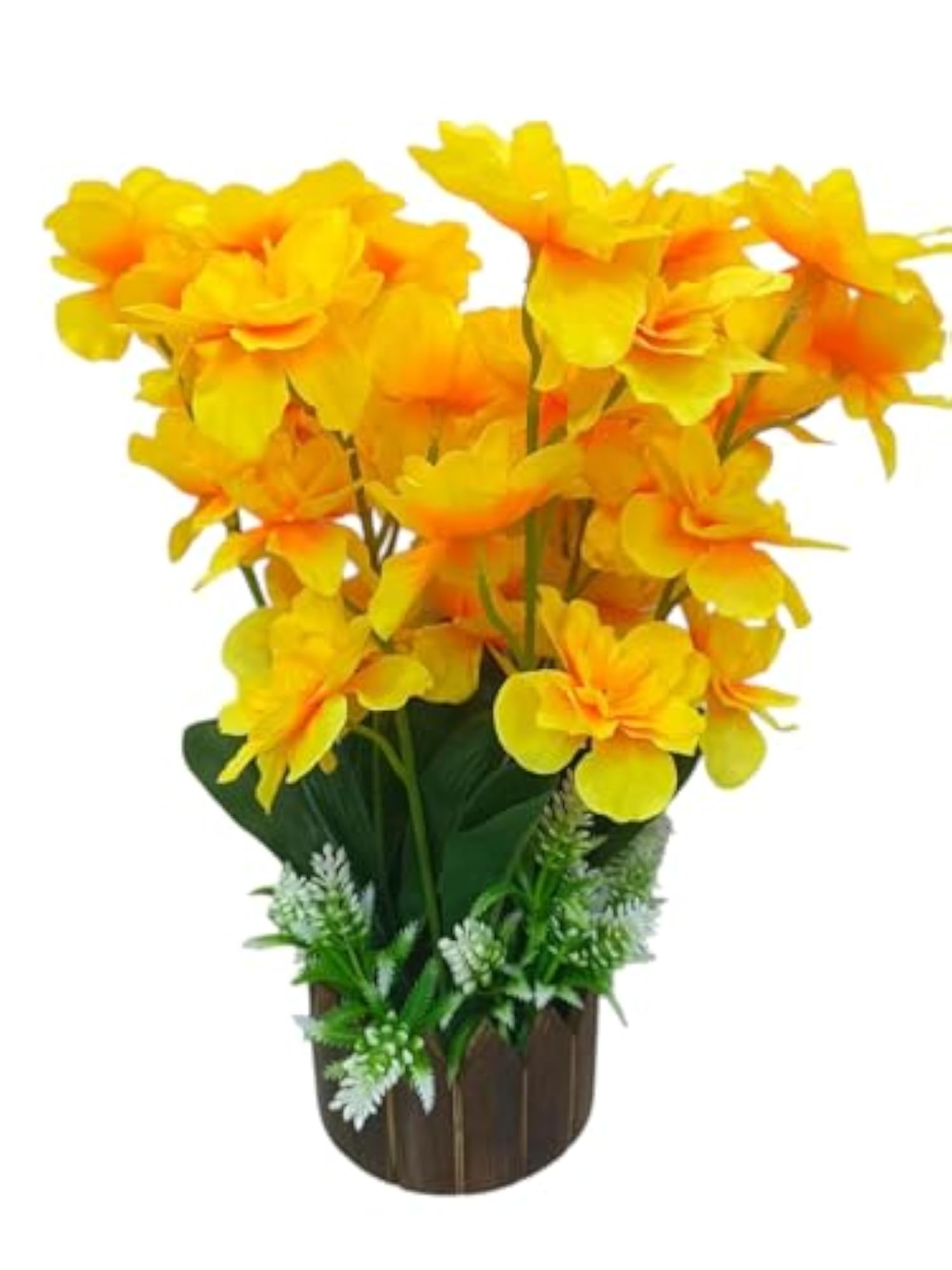 Artificial Cherry Blossom Flower Bunch with Wooden Pot