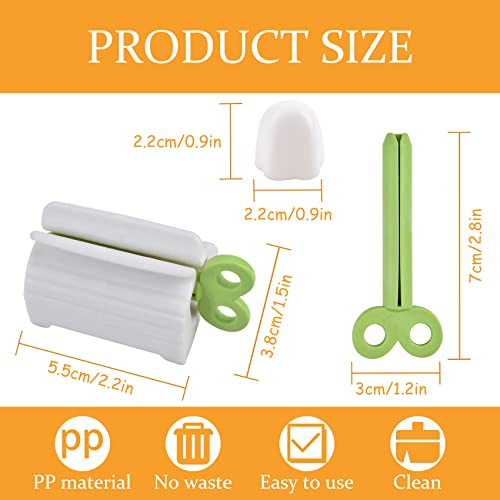 Toothpaste Squeezer and Cap, 3 Pieces Toothpaste Tube Squeezer and 3 Pieces Toothpaste Cap Dispenser, Toothpaste Dispenser for Kids and Adults - Thumbnail 2