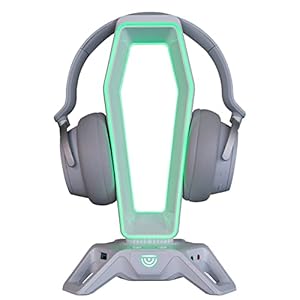USB RGB Headphone Stand with 3 USB 3.0 Ports RGB Lights The Portal Ultimate Gaming Accessories (White)