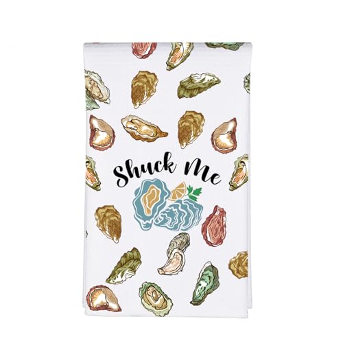 MBMSO Oyster Shucking Towel Shuck Me Funny Oyster Gifts for Oyster Lover Seafood Kitchen Towels Chef Towel Food Dishes Gifts (Oyster TW)